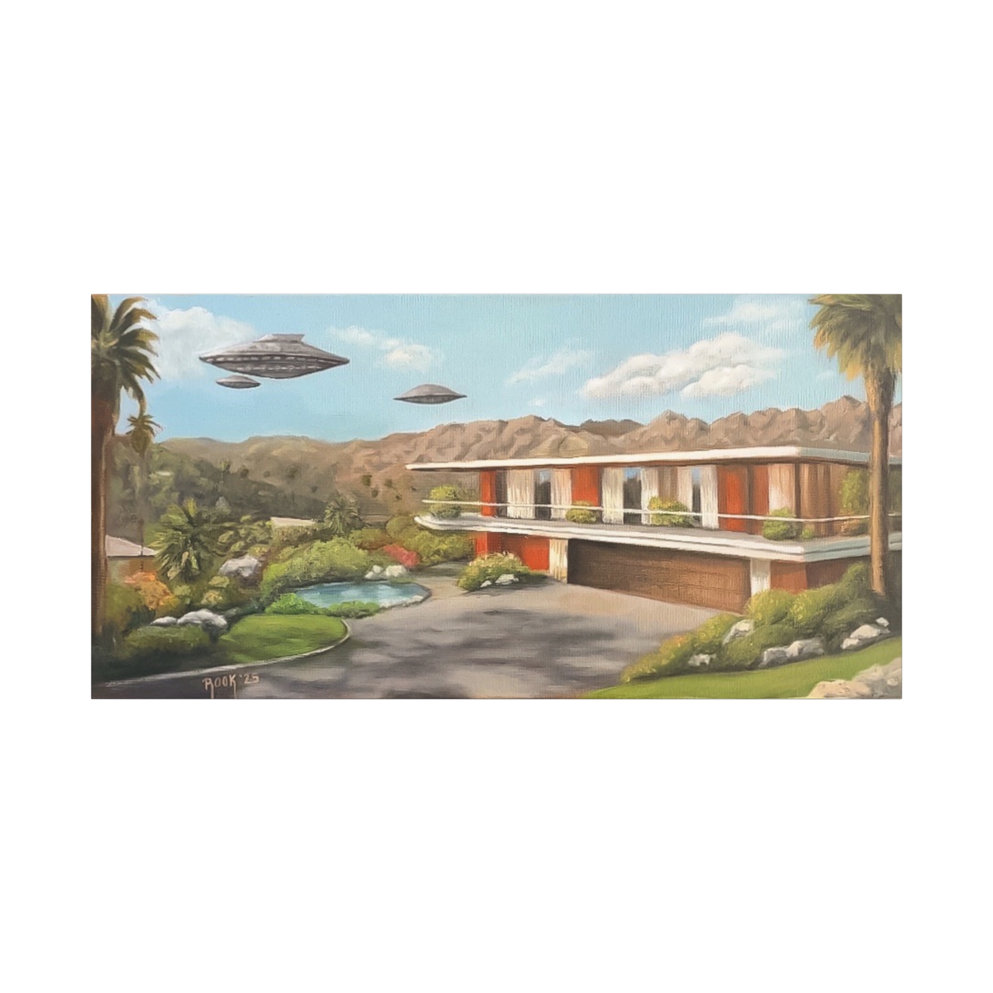 Case 11 Mid-Century UFO Landscape Canvas Print — Retro Desert Home Wall Art - Image 5