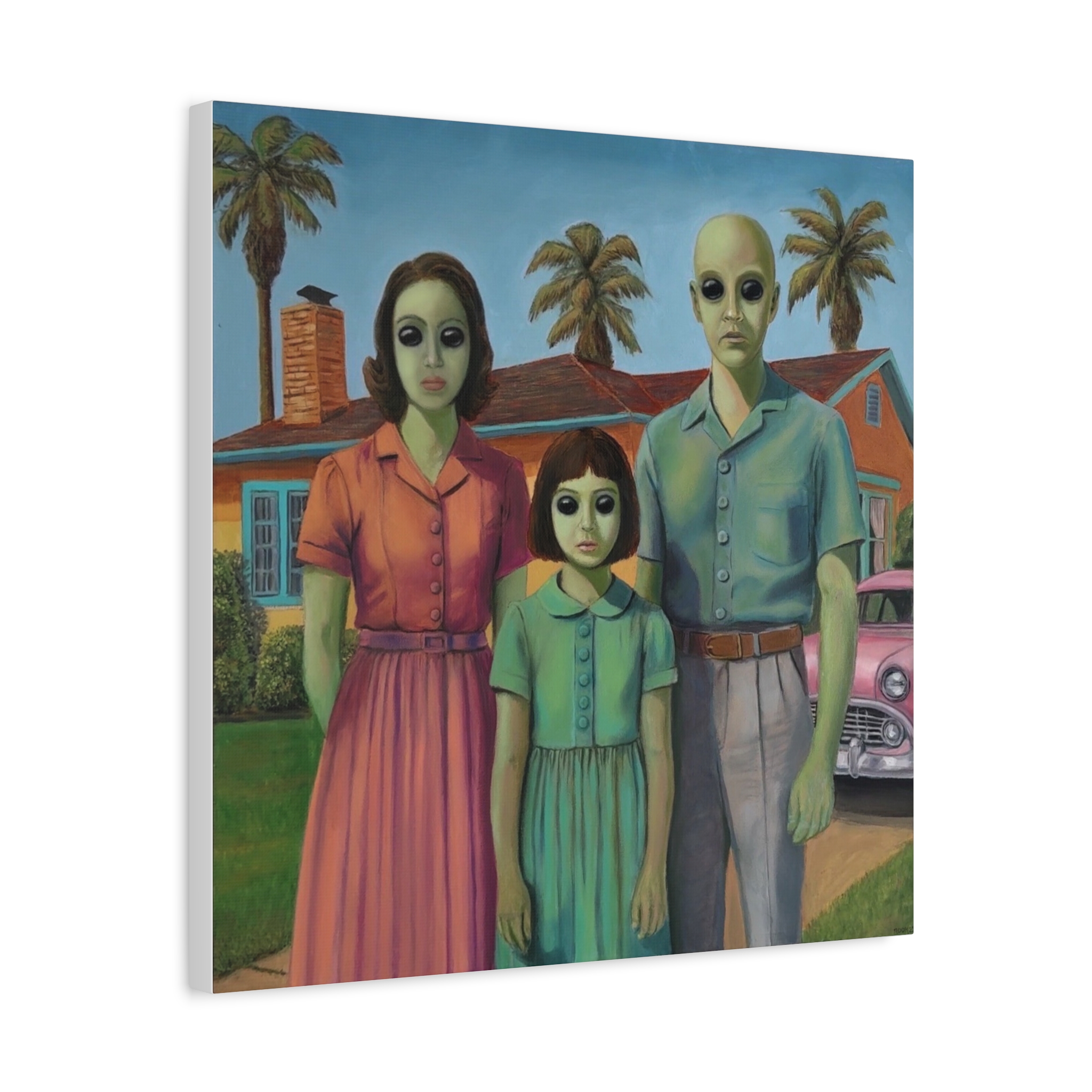 Case 13 Alien Family Matte Canvas Wall Art — Retro Suburban Portrait - Image 20