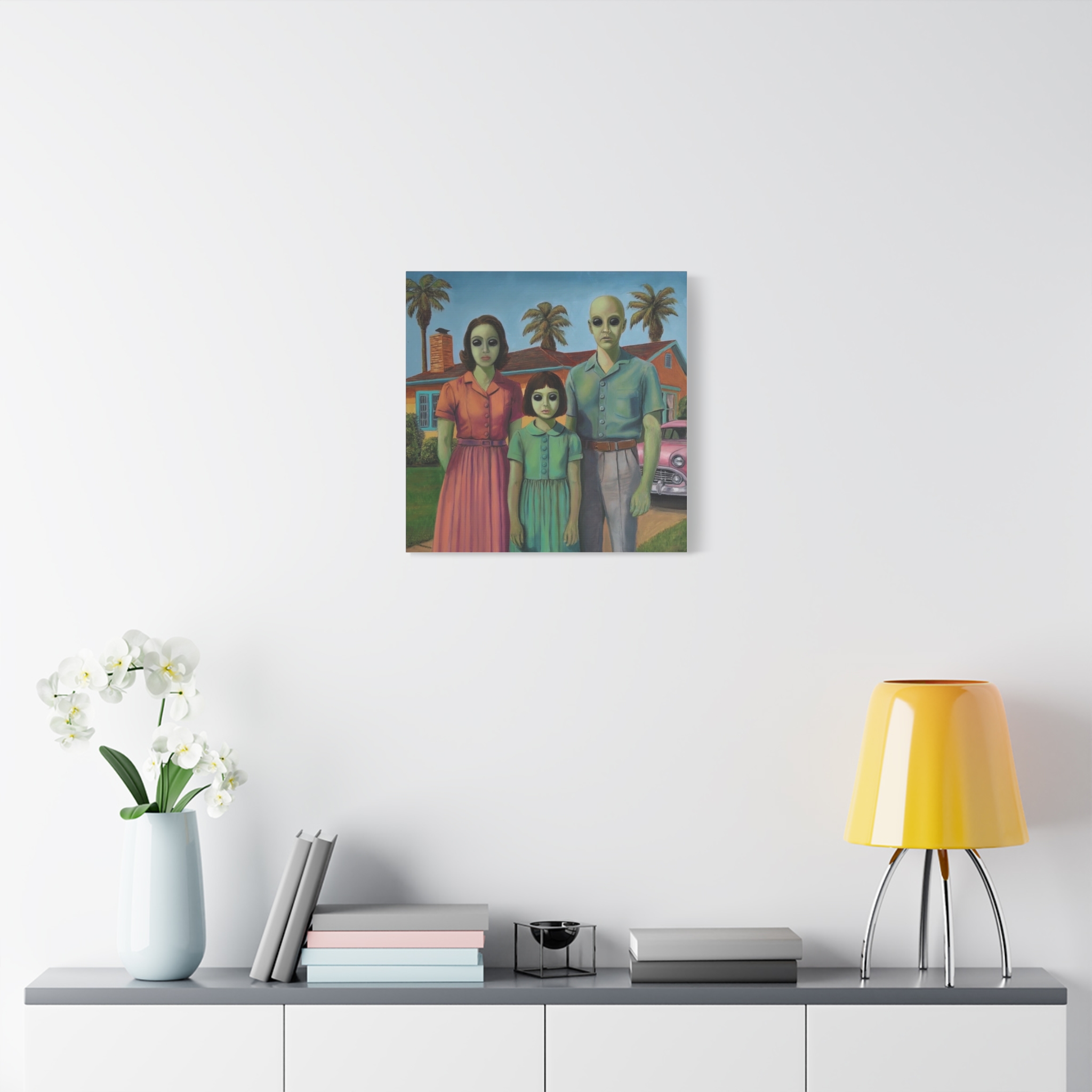 Case 13 Alien Family Matte Canvas Wall Art — Retro Suburban Portrait - Image 21