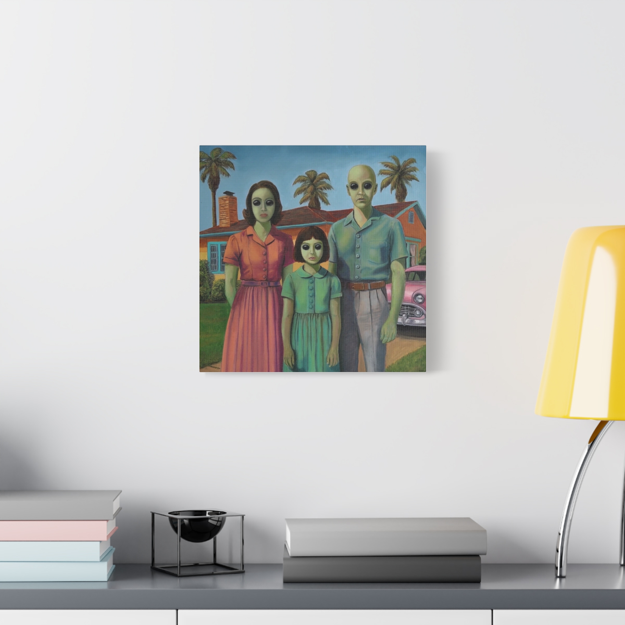Case 13 Alien Family Matte Canvas Wall Art — Retro Suburban Portrait - Image 15