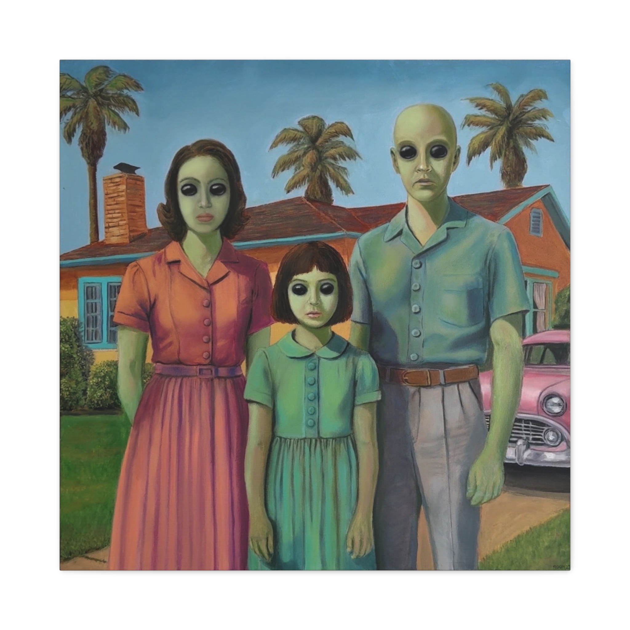 Case 13 Alien Family Matte Canvas Wall Art — Retro Suburban Portrait - Image 27