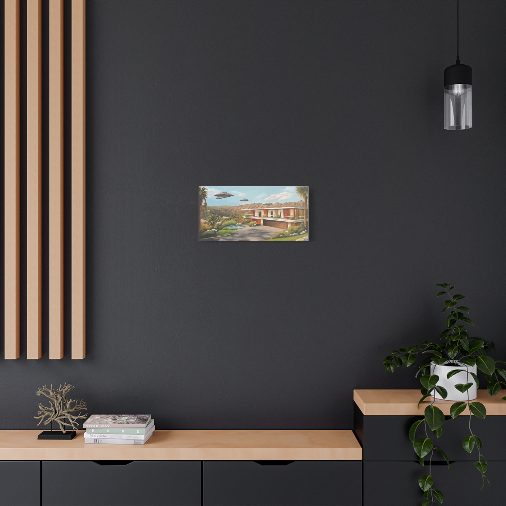 Case 11 Mid-Century UFO Landscape Canvas Print — Retro Desert Home Wall Art - Image 4
