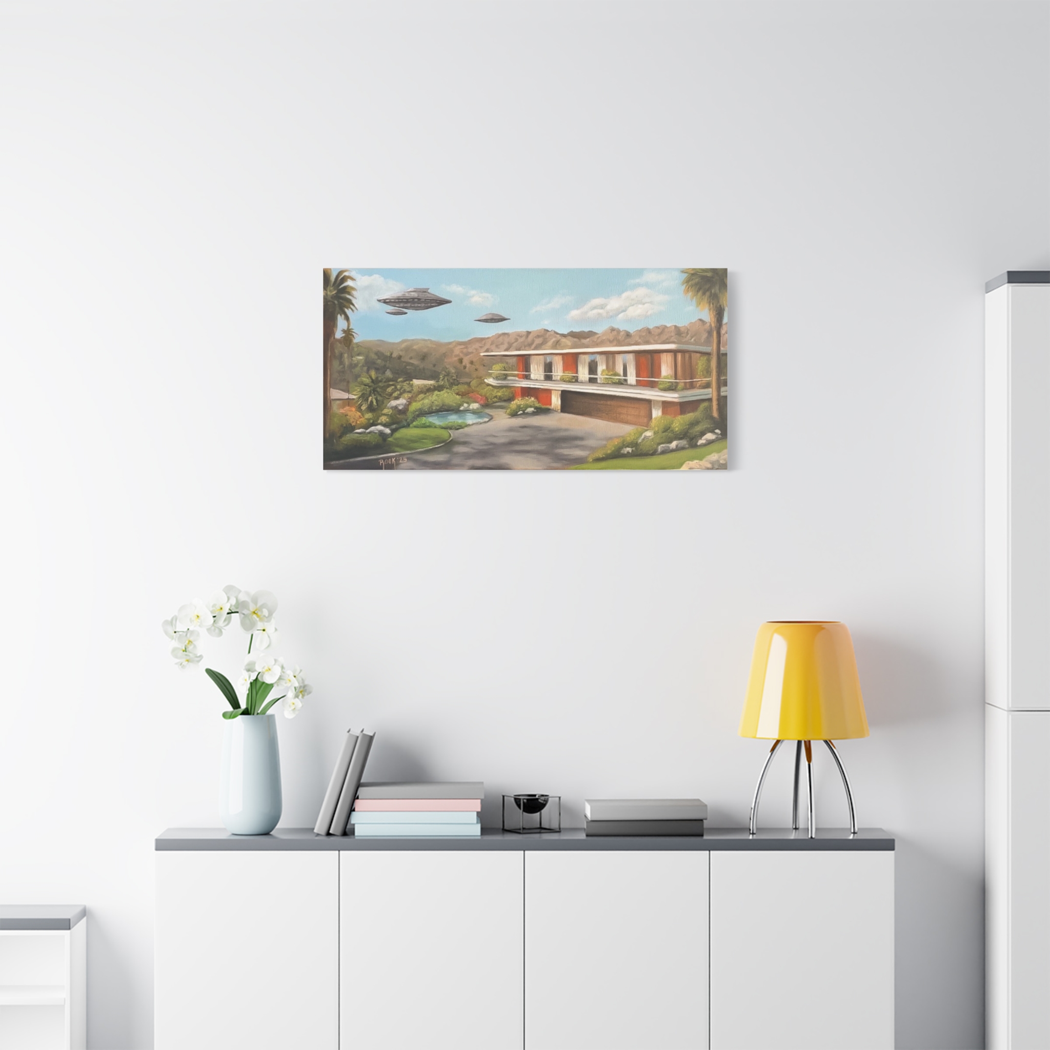 Case 11 Mid-Century UFO Landscape Canvas Print — Retro Desert Home Wall Art - Image 7